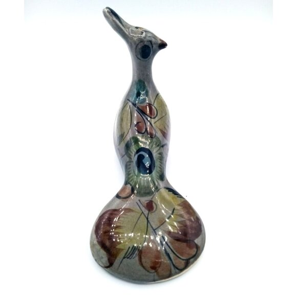 Tonala Bird Hand Painted Mexican Pottery Vintage Folk Art 4.25 Inch Clay 1960s - Picture 8 of 16